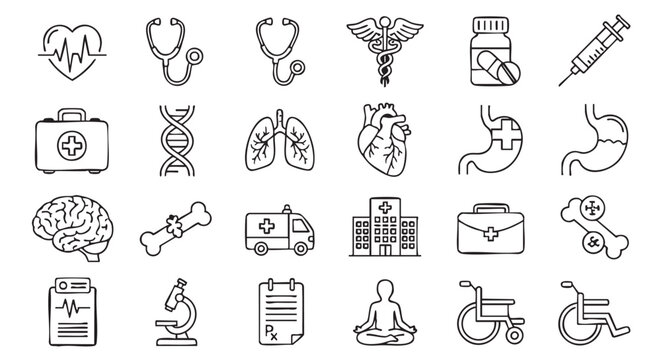 Medical and Healthcare Doodles Seamless Pattern Background with Medical Elements