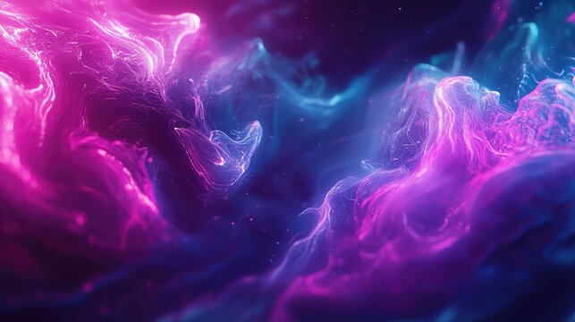 Flowing colorful energy particles forming abstract smoke waves