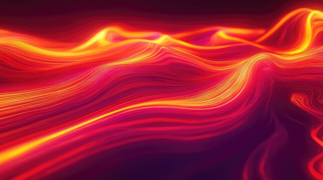 Flowing energy lines creating abstract red wave background - Powered by Adobe