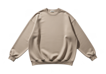 Beige crewneck sweatshirt isolated on transparent background
