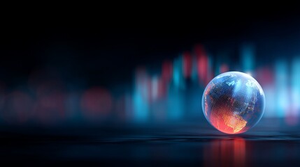 International Economic Policy Framework, Abstract digital globe with glowing background features.