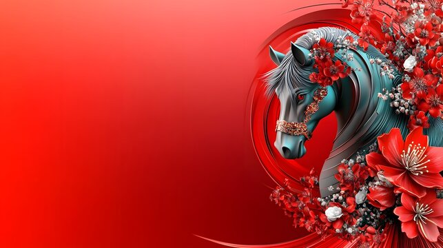 2026 Chinese New Year, Year of the horse in Modern Geometric Style