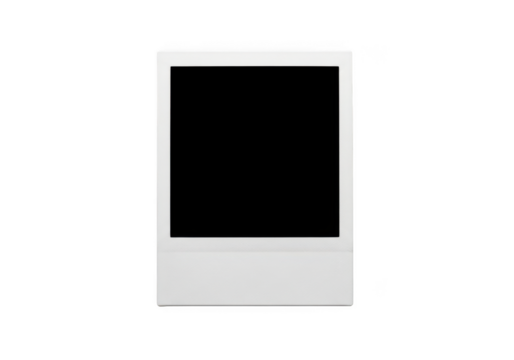 Blank white polaroid frame isolated on transparent background