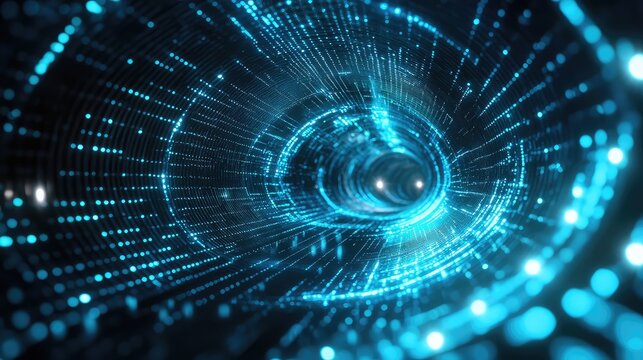 Digital data moving through abstract light tunnel network