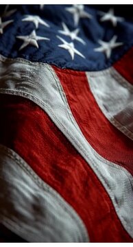 Waving fabric US national flag video. National day or patriotism symbol. Reel or social media post with copy space for business promotion or offers.