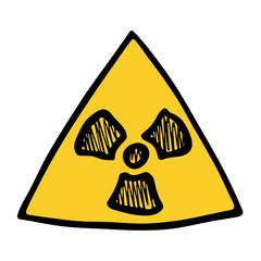 Hand drawn radiation sign Nuclear radiation hazard symbol Radioactive danger warning sign clipart in doodle style Nuclear safety Radioactive waste Single element for print, web, design, decor