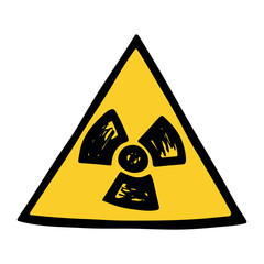Hand drawn radiation sign Nuclear radiation hazard symbol Radioactive danger warning sign clipart in doodle style Nuclear safety Radioactive waste Single element for print, web, design, decor