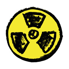 Hand drawn radiation sign Nuclear radiation hazard symbol Radioactive danger warning sign clipart in doodle style Nuclear safety Radioactive waste Single element for print, web, design, decor