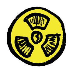 Hand drawn radiation sign Nuclear radiation hazard symbol Radioactive danger warning sign clipart in doodle style Nuclear safety Radioactive waste Single element for print, web, design, decor