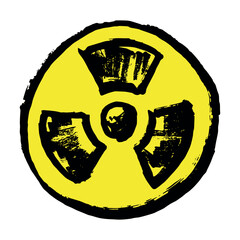 Hand drawn radiation sign Nuclear radiation hazard symbol Radioactive danger warning sign clipart in doodle style Nuclear safety Radioactive waste Single element for print, web, design, decor