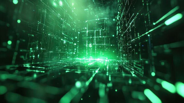 Abstract digital technology network creating virtual data cyberspace - Powered by Adobe