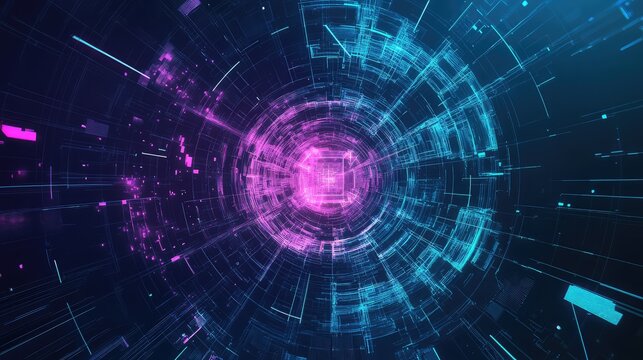 Digital data stream flowing through abstract cyber tunnel - Powered by Adobe