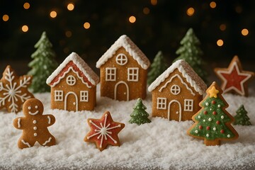 gingerbread house with christmas tree