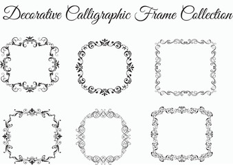 Elegant Vintage Calligraphy Frame Set with Intricate Floral Borders: Classic Ornamental Design for Certificates, Invitations, Logos, and Decorative Layouts