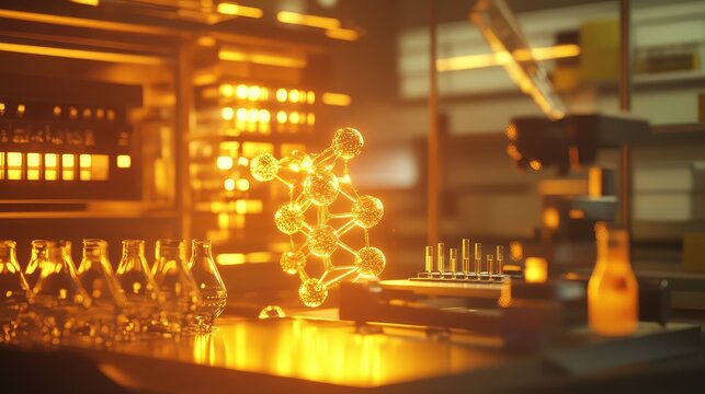 Scientific laboratory researching molecular structure and chemical compounds