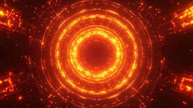 Abstract glowing red data tunnel digital background