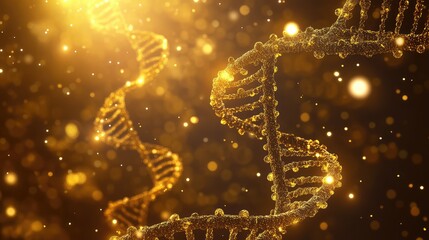Golden dna helix structure representing genetic science