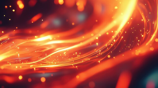 Flowing energy lines creating abstract light particle background