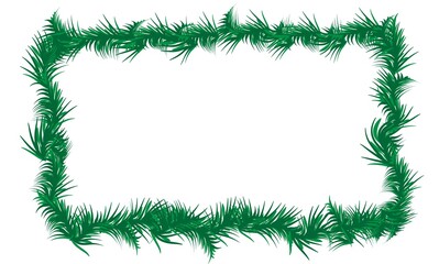 green frame with fir branches, for designing, frame, border and background, vector illustration
