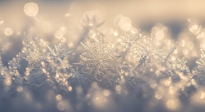 Close-up of sparkling frost and ice crystals on a cold winter morning with bokeh lights. - Powered by Adobe
