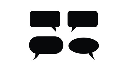 Four black speech bubbles for communication concept