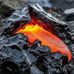 Obsidian with flowing lava patterns ideal for volcanic areas