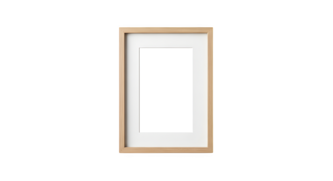 A simple wooden framed window with a white pane isolated on transparent background