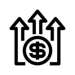 Profit Line Icon, Outline Symbol for Revenue Growth, Financial Gain, Business Performance, Market Success, and Monetary Outcome. Vector Sign Icon.