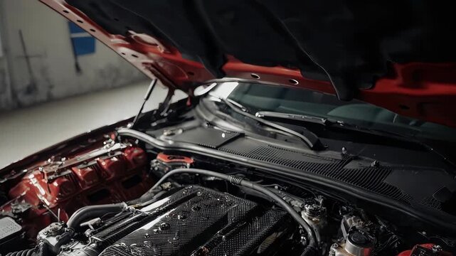 Car Engine Bay Close-Up - Automotive Technology and Performance.