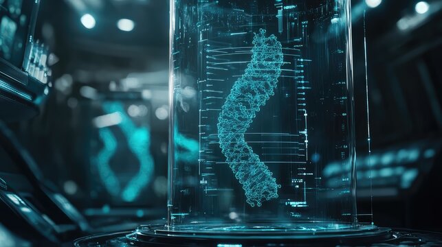 Dna strand developing in futuristic biotech laboratory - Powered by Adobe