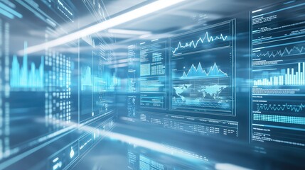 Global business data analytics dashboard displaying financial information