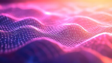 Abstract digital network plexus forming futuristic waves
