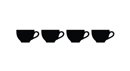 Four coffee cups in a row, drink concept
