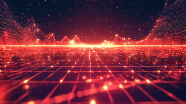 Digital data network displaying futuristic information technology visualization