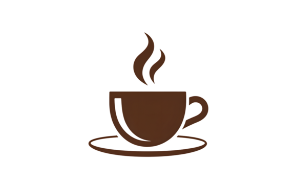 Steaming cup of coffee on a saucer with dark background