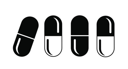 Four black capsule icons in vector format