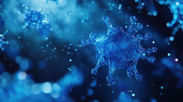 Microscopic virus structure spreading in human body
