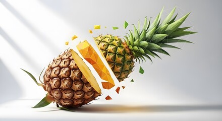 Geometric Pineapple Explosion: Abstract Fruit Art with Polygonal Design Elements