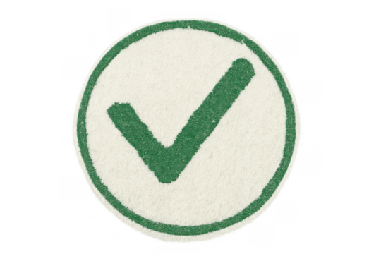 Check mark icon representing approval, success, completion, and validation with a green tick inside a white circle