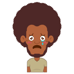 African American man scared face cartoon cute