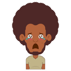 African American man scared face cartoon cute
