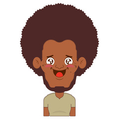 African American man playful face cartoon cute