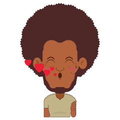 African American man whistling love face cartoon cute