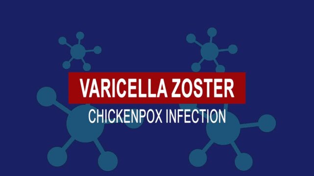Varicella zoster chickenpox infection. Medical news alert headline virus animation background. Health concept.