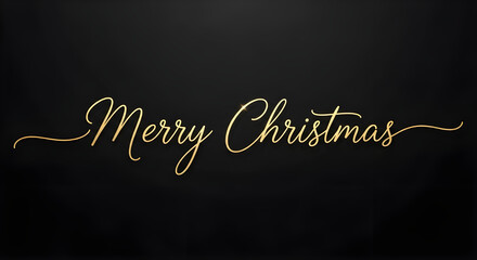 Elegant merry christmas greeting card with golden lettering on a dark background for festive season and holiday celebration concept