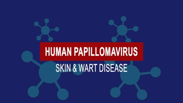 Human papillomavirus skin & wart disease. Medical news alert headline virus animation background. Health concept.