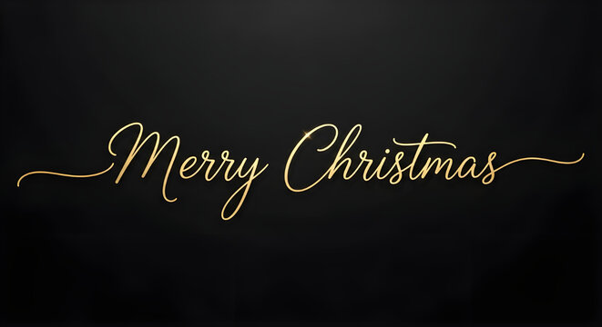 Elegant merry christmas greeting card with golden lettering on a dark background for festive season and holiday celebration concept