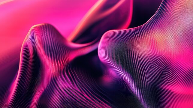 Abstract glowing pink purple wireframe waves background