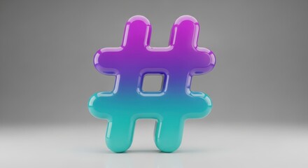 Obraz premium Vibrant gradient hashtag symbol on a neutral background