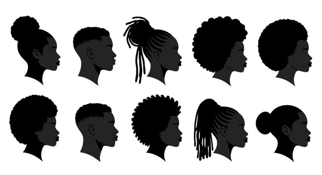 African american hair styles vector illustration black silhouette